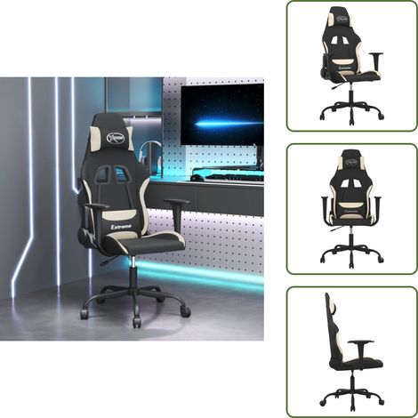 Sedia ergonomica - vidaXL Sedia da Gaming Nero e Crema in Tessuto - Sedia reclinabile