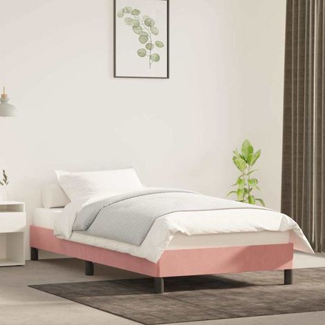 Estructura de cama sin colchón terciopelo rosa 90x200 cm (1/5)