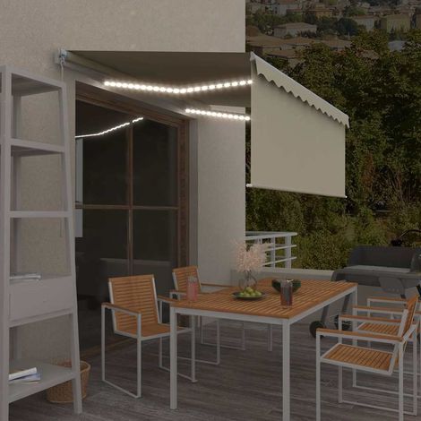 vidaXL Toldo retráctil manual con persiana y luz LED crema 3x2,5 m (1/4)