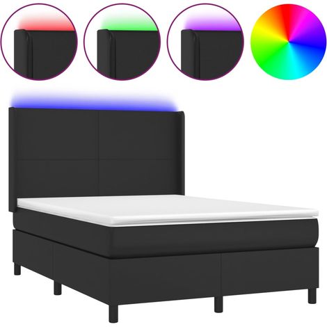 Maison Exclusive - Sommier à lattes de lit matelas LED Noir 140x190cm Similicuir (1/5)