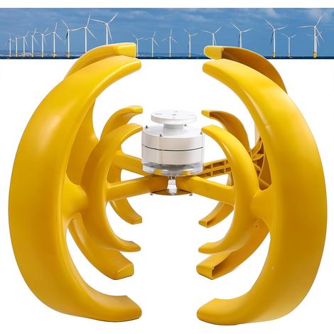 Générateur de Vent à Axes Verticaux, Ensemble D'éoliennes de Type Lanterne 1200W à 4 Pales avec Contrôleur pour Système Solaire éolien Hybride(48V) (1/5)