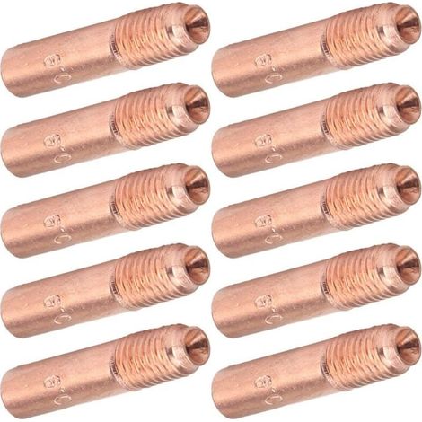 10 Pièces Buses de Soudage MIG 0.9mm Embouts de Contact de Soudage MIG Kit de Buses Conductrices en Cuivre pour Soudage Industriel (1/5)