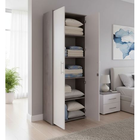 Armario multiusos 2 puertas Dabildgaar, 4 estantes, 188x33.6h cm gris (1/5)