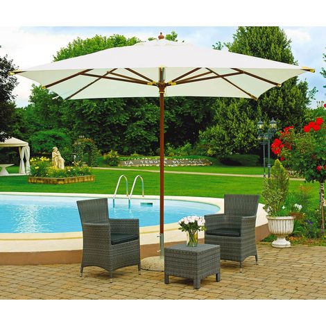 Ombrellone da Giardino 3x3 m Palo Ø48 mm Quadrato Struttura in Legno Vorghini Ecrù