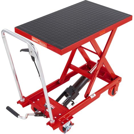 Table élévatrice hydraulique manuelle, capacité 500lbs, hauteur de levée 285, chariot à ciseaux avec 4 roues, rouge (1/5)