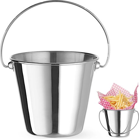 Mini secchiello in acciaio con manico per servire snack, diametro 130x110 mm (1/4)