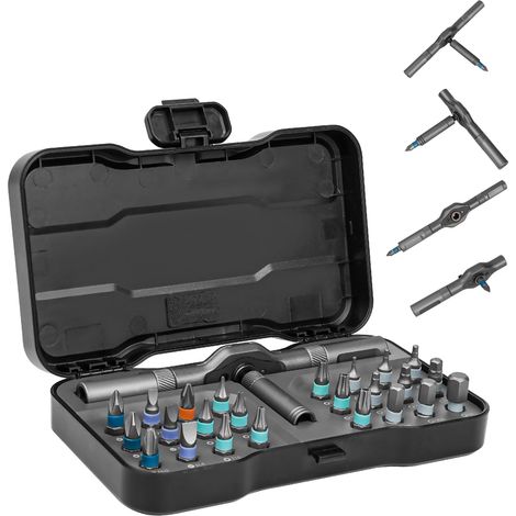 Set di cacciaviti a cricchetto 24 in 1 - Mini chiave a cricchetto con impugnatura reversibile ad alta coppia - Set di punte per cacciavite offset ad angolo retto stretto