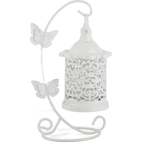 Bougeoir suspensif cage à oiseau ajourée déco murale fer blanc 24x14,5 cm 273 g pour mariage anniversaire (1/5)