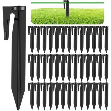 100 Pieces Robot Lawn Mower Wire Stake, Heavy Duty Plastic Fixing Stakes, Hook Accessories for Robot Lawn Mower Peripheral Cables (1/5)
