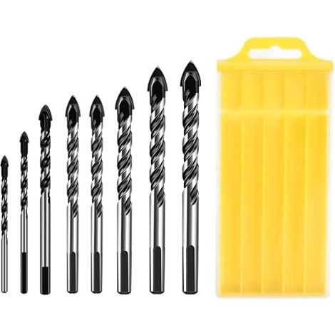 Brocas para azulejos, brocas para vidrio, brocas para hormigón, 8 brocas de 3-12 mm para azulejos, brocas para madera, hormigón, plástico, vidrio, metales blandos y cerámica. (1/5)