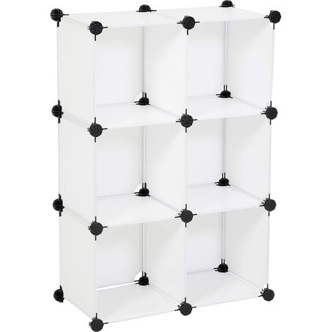 Système d'étagères en Plastique, étagère pour Chambre d'enfant, Armoire 6 Cubes, étagère à Gradins, exécution:des étagères sans vis. 6 Cubes (1/5)