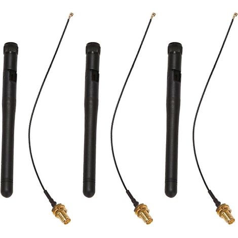 Lot de 3 433Mhz Antenna 5Dbi GSM RP-SMA fiche caoutchouc étanche Lorawan Antenna + IPX pour SMA petit câble Extension (1/5)