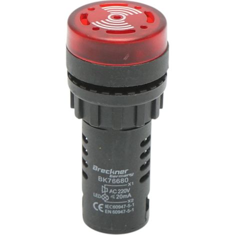 Indicatore di segnalazione LED industriale con cicalino 220V AC 22mm Breckner Germany (1/4)