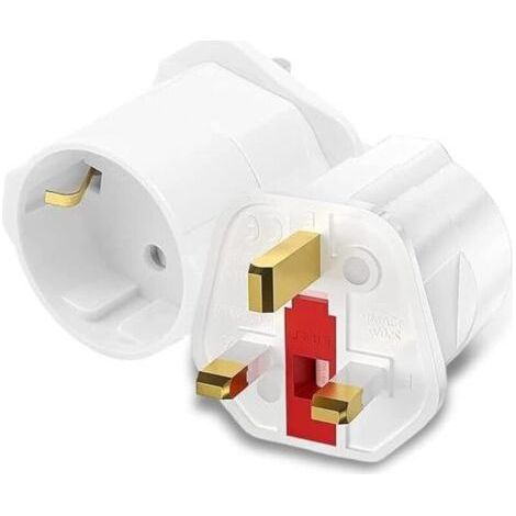 Adaptateur de voyage pour prise britannique, prise anglaise, allemande, adaptateur secteur de voyage, prise Schuko, adaptateur UE vers Royaume-Uni, blanc (1/4)