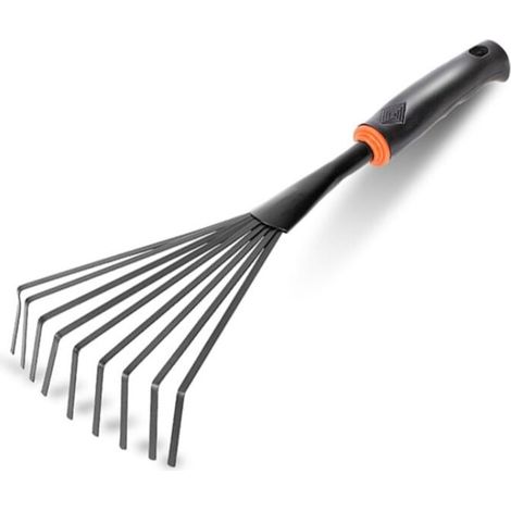 Rasenrechen. Flache Zinken. Abnehmbarer ergonomischer Griff. Breite: 14,5 cm (1/3)