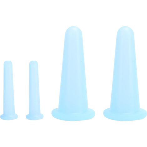 Silikon-Saugnäpfe für Massage, Gesichts- und Körperpflege, 2 große und 2 kleine, blau (1/5)