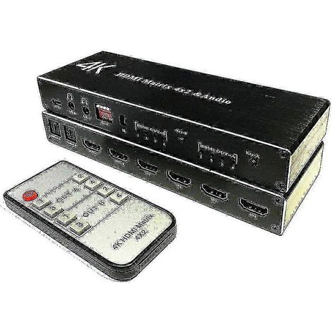 Commutateur/distributeur HDMI optique EDID 4K, matrice 4 entrées/2 sorties, double sortie audio 4x2 (1/5)