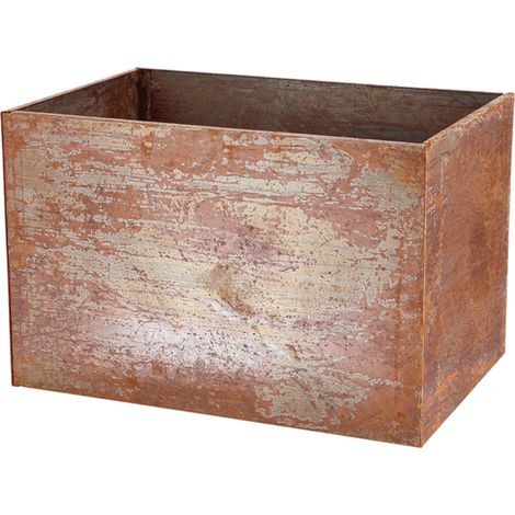 Jardinière rectangulaire effet rouille en acier corten - Orange - Taille S - L 58,2 x l 38,2 x H 38,2 cm - Livraison gratuite (1/5)