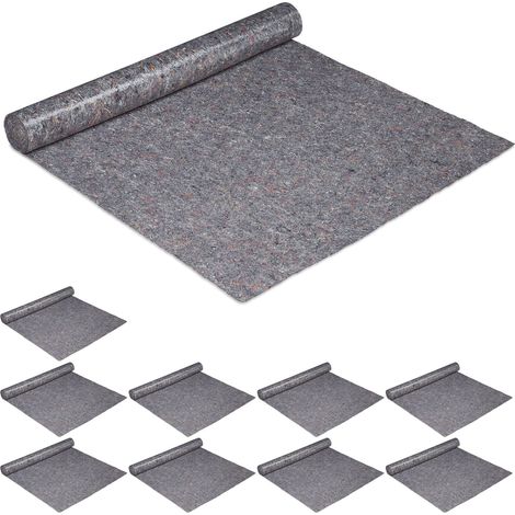 10 x Fieltros Protectores, Manta Mudanza, Moqueta Pintor, 180g/m² 1x25m = 25m², Antideslizante, Repelente Agua, Gris