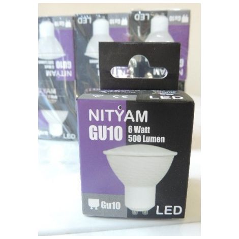 Pack de 10 ampoules LED 6W blanc chaud 3000K 500lm spot GU10 230V angle 120° (équival 40W) 20000h gamme pro NITYAM LDSP-6W-399 (1/6)