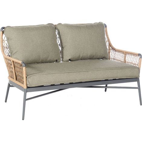 Sonnenpartner Retro Loungesofa Gartensofa Aluminium mit PE-Bespannung natural honey (1/5)