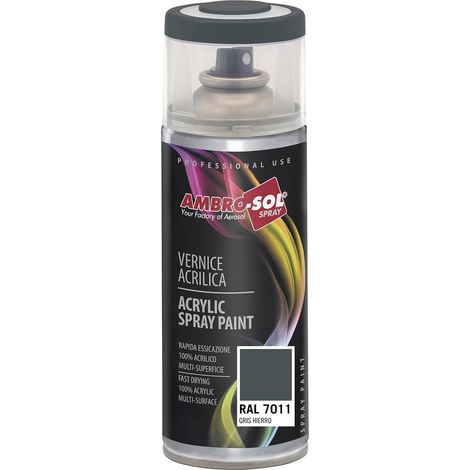 AMBROSOL spray acrilic gris hierro ral-7011 400ml , El SPRAY ACRILIC GRIS HIERRO RAL-7011 400ml de Ambro-sol es una pintura acrílica de alta calidad, perfect