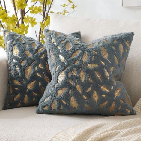 Housse De Coussin - 45x45 Cm - Gris Foncé - Pour Canapé Et Décoration Intérieure - Lot De 2 (1/5)