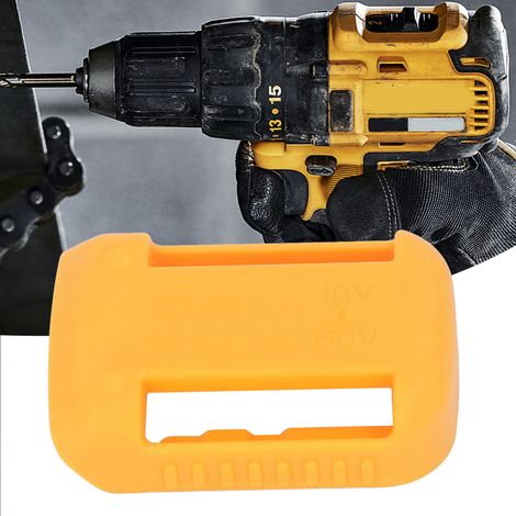 Cinq supports de batterie jaunes 20V/60V de Dewalt, adaptés aux batteries DCB200, DCB201, DCB203, DCB204, DCB205, DCB206 et autres. (1/5)