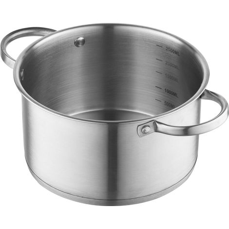 Marmite en Acier Inoxydable (2,5 l) 18 cm Marmite avec Couvercle en Verre Fond à 3 Couches Compatible Lave-Vaisselle Idéale pour Plaque à Induction, Gazinière et Plaque Électrique (1/5)