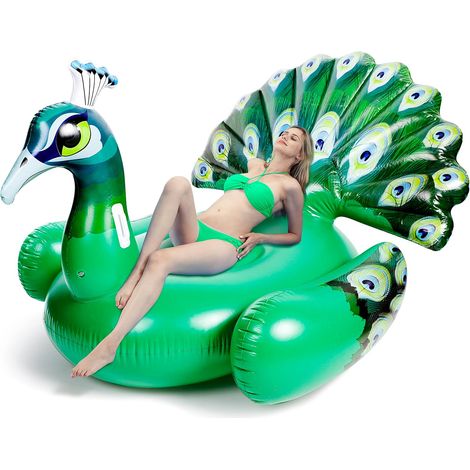 Flotteur de piscine gonflable en forme de paon – Flotteurs de plage géants amusants, décorations de fête de piscine, taille adulte, animal gonflable d'été, radeau de piscine, jouets de salon (1/5)