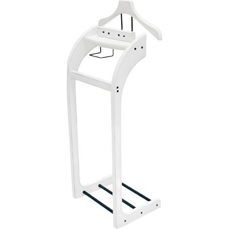 Wintem - Appendiabiti Da Terra Servo Muto in Legno Bianco Anticato Elegante e Robusto, Ideale come Porta Abiti da Camera e Stand Appendiabiti Salvaspazio (1/5)