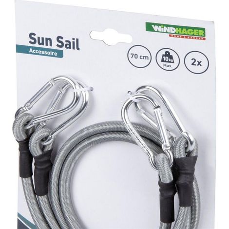 Windhager Expanderseil Karabiner Sonnensegel Zubehör Befestigung 70cm 2 Stück (1/4)
