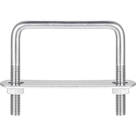 Carré U-Boulons, 3 Ensembles 72mm(2.83") Interne Largeur 70mm Longueur M8 304 Inox Acier U Pince boulon avec Écrous et Plates, pour Bateau Remorque (1/5)