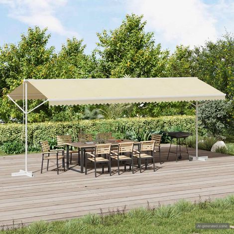 145884 vidaXL Free Standing Awning 600x300 cm Cream (1/5)