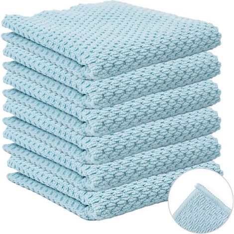 toallas de cocina superabsorbentes – Microfibra 100% premium, gruesas y lavables – Color aguamarina con tejido dobby (1/2)
