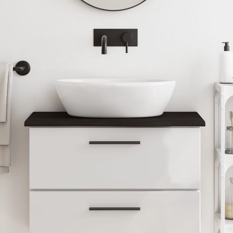 vidaXL Encimera baño madera maciza tratada marrón oscuro 80x40x2 cm (1/5)