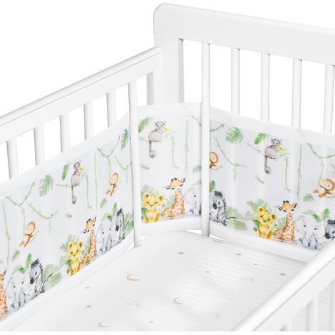 Barrière de lit réglable pour bébé – Amovible, Lavable, Portable Barrière de Protection 3D Respirante et résistante aux Chocs pour Nouveau-nés, pour Toutes Les Saisons (Singe) (1/5)