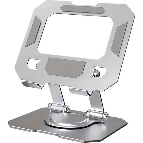 Supporto da tavolo per tablet, supporto da tavolo girevole e regolabile a 360°, supporto per tablet pieghevole in lega di alluminio (argento).