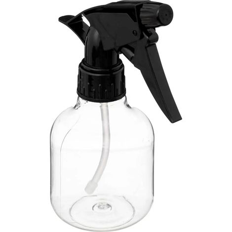 Bouteille Spray "Cheveux" 17cm Noir & Transparent