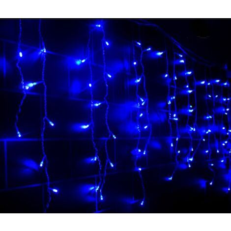 216 LED lampes guirlande de stalactites de Noël, 5 mètres, 8 modes, rideau de lumières féeriques pouvant être connectées, décoration de Noël pour extérieur, mariages et fêtes (bleu) (1/4)