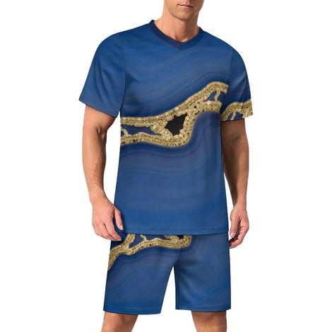 Football Jersey, Men's and Women's Breathable and Quick-Drying T-Shirt, Men's V-Neck Sportswear + Shorts, Kids' Football Jersey Set for Pitch, Everyday Wear and Beach, Marble Print (1/5)