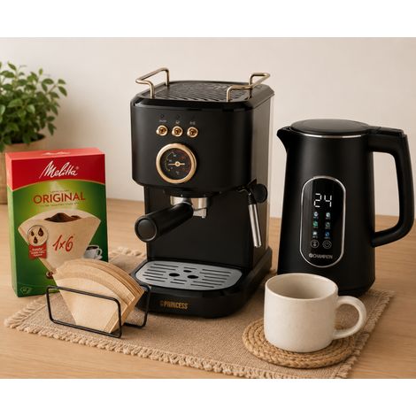 Kit base per bar espresso (3 pezzi) – Macchina per caffè espresso da 20 bar, filtri di carta e bollitore digitale (1/5)