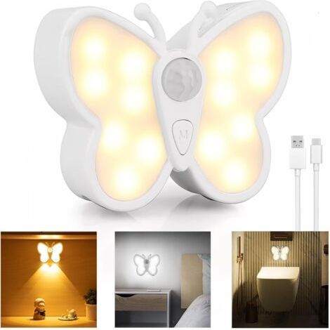 Night Lamp with Motion Sensor USB Rechargeable Wall Light Portable Wireless Night Light Dimmable Wall Lamp for Hallway Kitchen Stairs Wardrobe Wall Lighting (1/5)