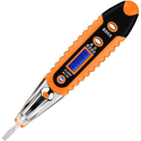 Stylo de Test AC DC 12-250V testeur électricien tournevis affichage LCD détecteur de tension stylo de Test électricien outils Orange
