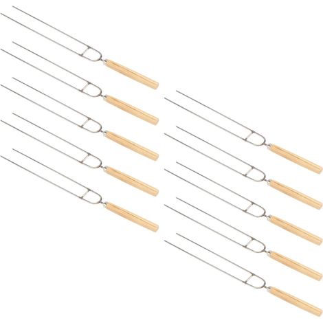 10 Stück Grillgabeln sur Edelstahl mit Holzgriff Spitze (1/5)