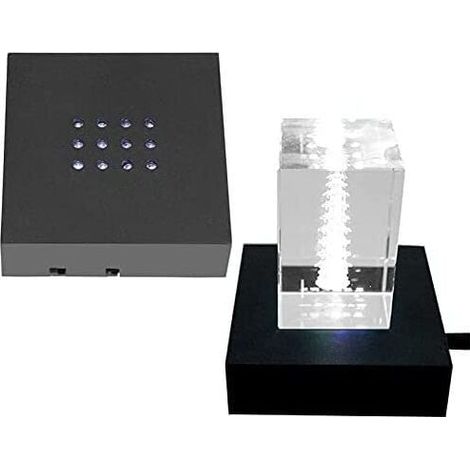 Base de support de lumière LED blanche, 12 LED rectangulaires en cristal pour cristaux, art du verre, présentoir de couleur pour récompenses en cristal, trophées, statues, figurines (1/4)