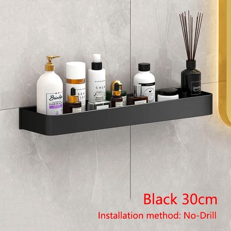 (Style noir 3.0 gratuit) Étagère de douche murale flottante pour salle de bain, étagère de toilette, étagères de rangement pour placards de cuisine, organisateurs (1/5)