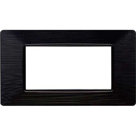 Plaque compatibles Vimar Plana 4 modules plastique couleur noir satiné Ettroit EV85414