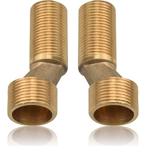 Lot de 2 adaptateurs S pour robinet de douche, filetage extérieur 3/4" vers 1/2" en laiton, raccord en S, décalé de 8 mm, longueur 75 mm, raccord de bras pivotant réglable, excentrique pour