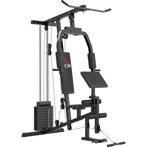Station de fitness multifonctionnelle pour l'entraînement à domicile et professionnel, en acier, 148 x 108 x 207 cm, noire